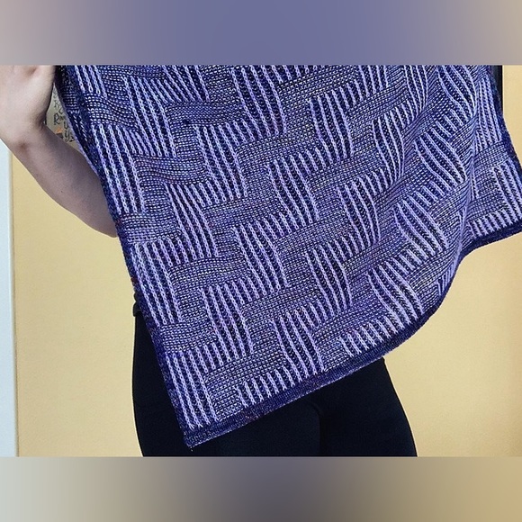 Stairway wrap, handmade knit scarf wrap shawl brioche reversible - Picture 3 of 6